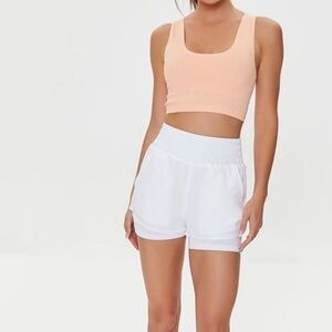 White Layered Active Running Shorts Pockets M